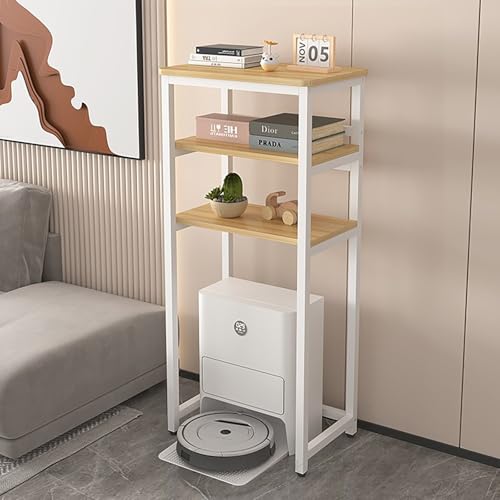 ksxnkhk Estante de Almacenamiento Moderno para aspiradora Robot, Armario Soporte para Robot, Estructura de Acero con Tapa de Madera, estantes Abiertos Ocultos para aspiradora, pequeñas Mes
