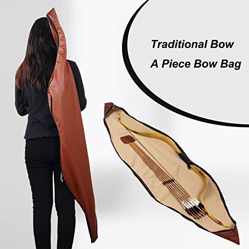 Sopoger Archery Longbow Case 60 Inch - Traditional Long Bow Recurve Bow Case Leather A Piece Bow Carrying Bag For Outdoor Shooting Hunting #TOP6