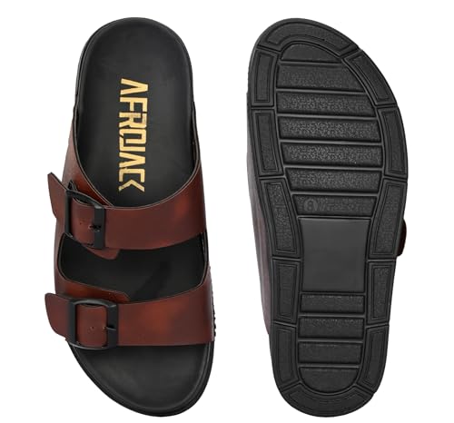 Image of AFROJACK Men's Sandals | Casual Sandal /Slippers For Men With PU Upper | Comfortable Sole Stylish & Durable Design | Slip-on Style | Light Weight, s4500