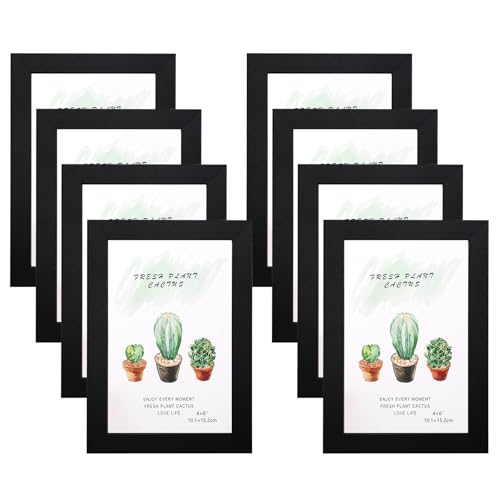CUINIUNAID Cadre photo en bois - 10 x 15 cm - Noir - Style vintage - Pour bureaux et appartements