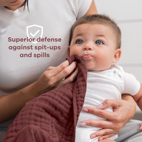 Image of Comfy Cubs Muslin Burp Cloths 20 inch x 10 inch, Pack of 10 - Large, 6-Layer, Ultra Absorbent 100% Cotton for Baby Drool and Messes - Soft, Safe & Gentle Baby Burp Cloths Set for Boys & Girls - Wine
