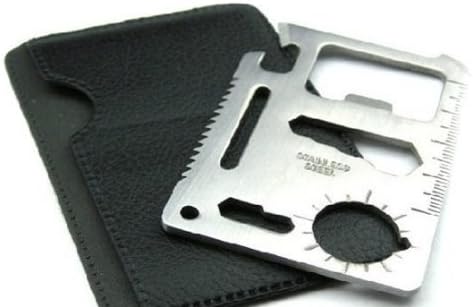 Fliying Fish 11 in 1 Stainless Steel Credit Card Pocket Sized Survival Multi tool 2.76"x1.77" (Silver 1Pack)