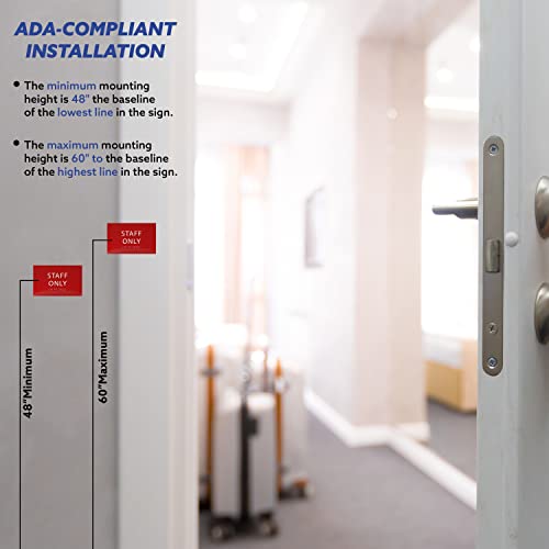 Ada Central Signs 6" X4" Staff Only Sign- Tactile Graphics Grade 2 Braille Text | Ada Compliant Modern Utility Wall Mount Plastic Signs For Schools, Offices, Businesses, Apartments & Restaurants #TOP6