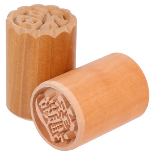VALICLUD 2 piezas Molde para Pastel Luna de Madera Sello Tradicional para Repostería DIY Prensa Manual para Decoración de Pasteles y Bollos para Festival de Otoño