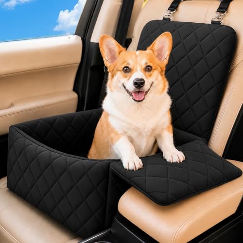 Dog Car Seat with Foldable Armrest for Small/Medium Dogs, Pet Travel Bed