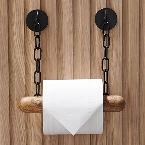 Preisvergleich Produktbild DEKAZIA® Toilettenpapierhalter Holz / Klopapierhalter ohne Bohren / Klorollenhalter für Toilettenpapier / WC Rollenhalter / Klopapier Aufbewahrung / Bad Zubehör / Toilettenrollenhalter schwarz