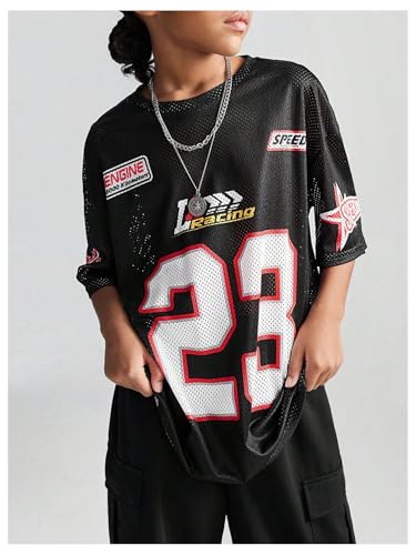 Verdusa Girl's Oversized Jersey Shirts Number Y2k Tops Letter Print Vintage Tees4