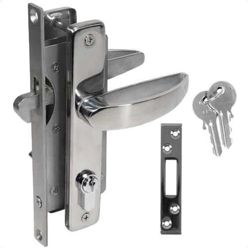 Five Oceans 316 Stainless Steel Mortise Lock Set, Heavy-Duty Marine Handle Kayed Lock Set with 3 Keys, for Doors Thickness from 3/4" to 1-1/2"for Interior Exterior Door - FO2240