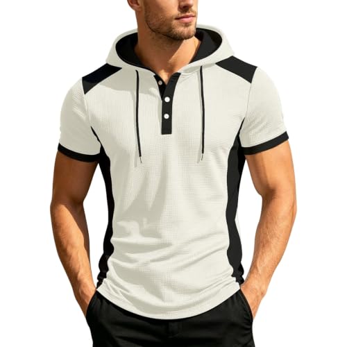 Camiseta de punto manga corta con capucha para hombre ideal verano