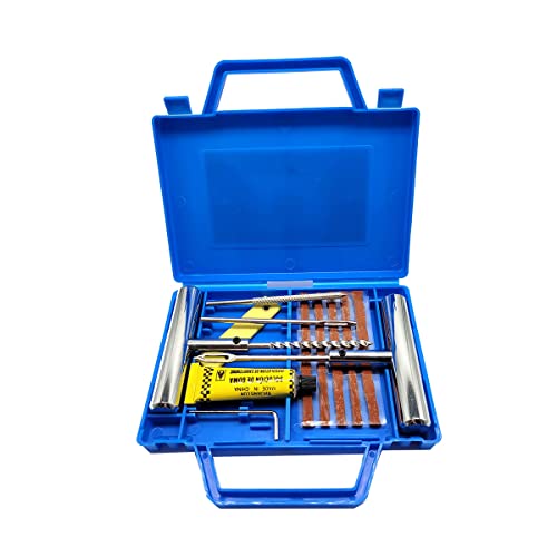 Kit Reparo Pneu Moto Carro Jogo para Conserto Remendo Frio de Pneus sem Câmara Macarrão Maleta 12 pe