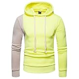 Geili Herren Hoodie Patchwork Langarm Kapuzenpullover mit Kapuze Sweatshirt Männer Herbst Winter Oversize Pullover Strickpullover Longsleeve Sweater Langarm Pulli Kapuzenpulli Strickjacke