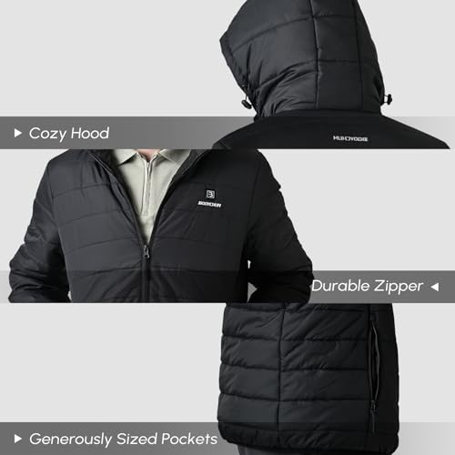 Bodychum Heated Jackets for Men with Battery Pack Included Men's Winter Puffer Jacket Outwear Electric Heating Coat (M)