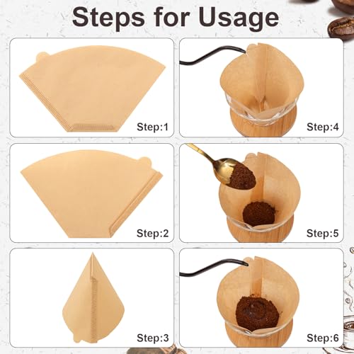 Image of 100 Count #4 Cone Coffee Filters 8-12 Cup Compatible with Ninja Maker | Unbleached, Disposable, Natural Wood Pulp Coffee Filters Compatible with Ninja, Pour Over and Drip Coffee Maker