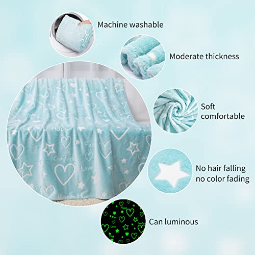 Lifeyj GLOW IN THE DARK BLANKET Glow In The Dark Stars Heart Blanket Gifts thumb #2