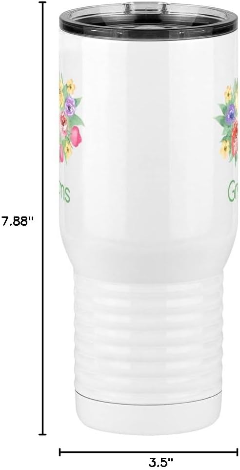 Just So Posh Grams Flowers Tumbler, Travel Coffee Mug with Handle and Slider Lid, White 20 oz Polar Camel, Stainless Steel, Vacuum Insulated - Image 8