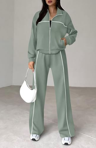 Image of BTFBM Women's Two Piece Tracksuit Fall 2026 Long Sleeve Zip Up Sweatshirt Long Pants Outfits Jogger Sweatsuit Sets