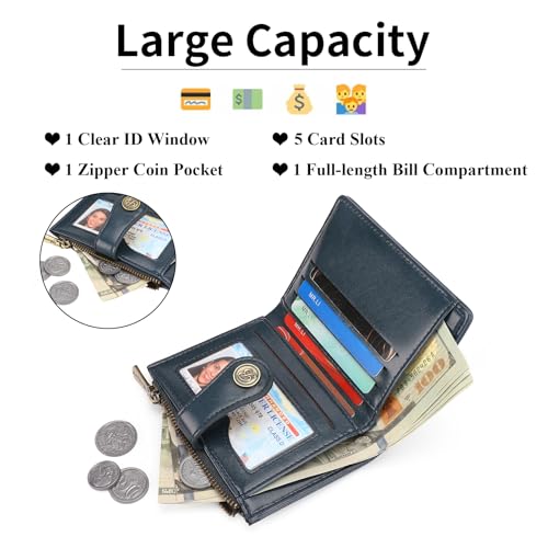 Image of Small Wallet for Women Bifold Credit Card Holder Compact Women Wallet with Zipper Coin Pocket
