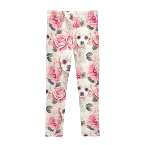 Cute Poodle Girls Leggings,Workout Leggings for Girls Toddler Athletic Legging Size for 3-10T2