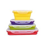 4 Pack (350ML , 540ML , 800ML , 1200ML) Elegant, Fashionable & Stackable Food Storage Containers, Silicone Collapsible Lunch Bento Box, Freezer to Oven Safe, Set of 4