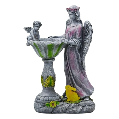 Resin Angel Statue - Figurine Ange Extérieure À Énergie Solaire, Décoration Artistique De Jardin De Jardin | Sculpture De Fées des pour Balcon, Fenêtre, Patio, Pelouse, Salon Ou Décoration Maiso