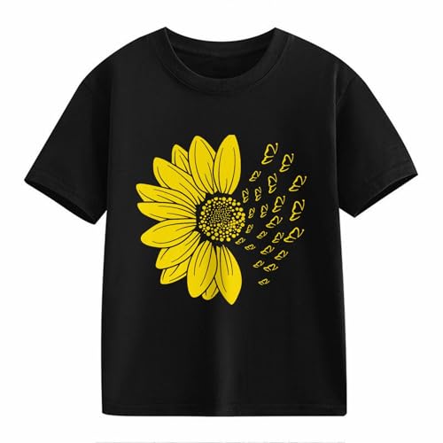 Girls Sunflower Print T Shirt Casual Loose Cute Graphic Tees Crew Neck Short Sleeve Shirts Summer Trendy Tops Clothes2