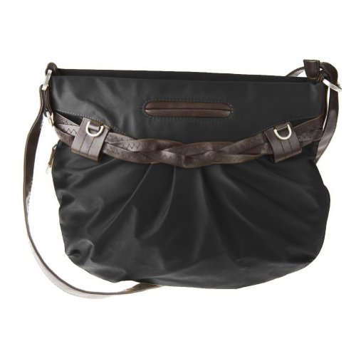 Travelon Nylon Shoulder Bag With Braided Belt Detail (Black) #TOP6