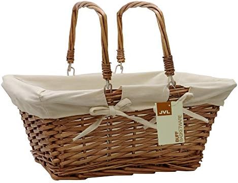 JVL White Split Willow Shopping Storage Basket with Lining