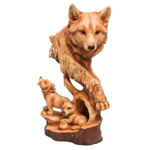 Famille de loups en bois déco nature salon et chambre enfant