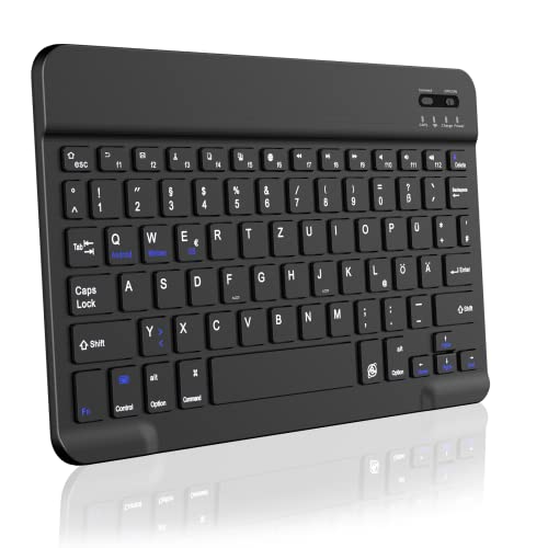 aoub Kabellose Tastatur mit deutschem QWERTZ Layout für iPad Pro/Air/Mini/iPad 11/10,9/10,5/10,2/9,7 Zoll/Samsung, Tablet, Android, Smartphones, Schwarz aoub Kabellose Tastatur mit deutschem QWERTZ Layout für iPad Pro/Air/Mini/iPad 11/10,9/10,5/10,2/9,7 Zoll/Samsung, Tablet, Android, Smartphones, Schwarz