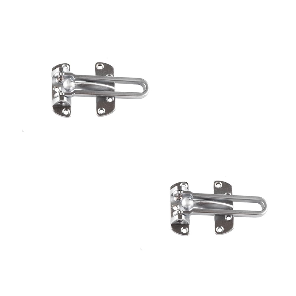 2 Pack Premium Satin Chrome Security Door Guards for Enhanced Protection - Door Guard