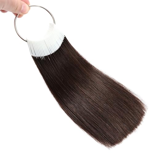 Echthaar-Farbmuster zur Farbprüfung Dunkelbraun Tonstufe 2 Natürliche Muster für Friseursalons Farbringe 30 Stück 20cm