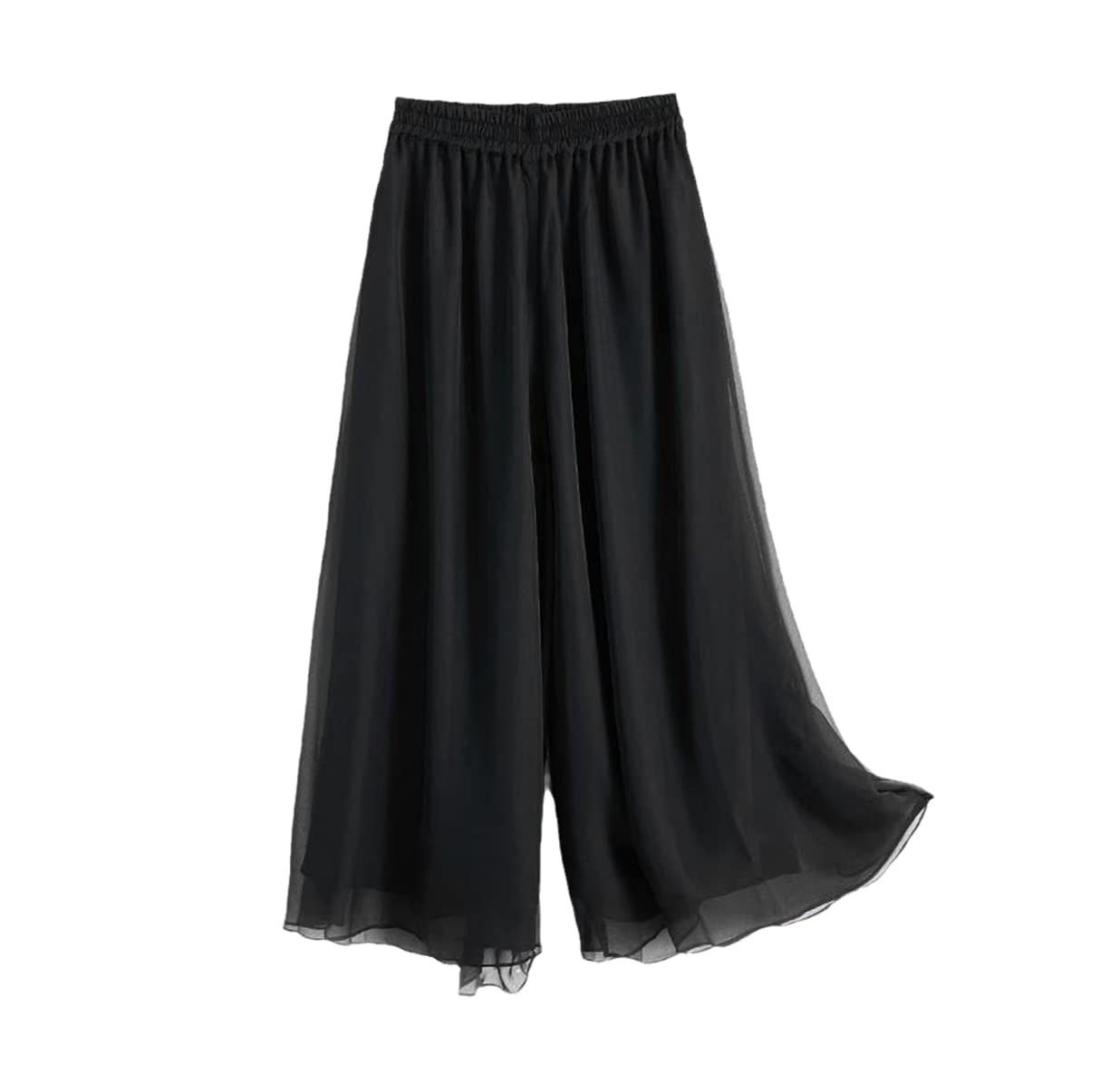 Rfmfkkg Woman Casual Chiffon Wide Leg Pants Loose Waist Leg Pantssolid Elastic Band High Waist Trousers