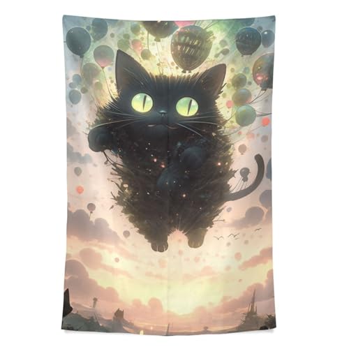 FRODOTGV Wandteppich mit schwebendem Luftballon, Fantasy-Szene, Wandteppich, Tagesdecke für Wohnzimmer, Dekoration, 152,4 x 101,6 cm