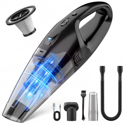Handheld Vacuum Cordless Rechargeable with LED Light, Car Vacuum Portable Cordless, Hand Vacuum Cleaner Car Seats, Home, Quick Cleanup, Strong Suction, Lightweight, Includes Crevice Nozzle & Brush by BSRCO - Used condition - US$119.96