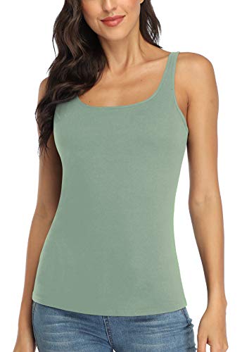 Image of V FOR CITY Women's Cotton Tank Top with Unpadded Shelf Bra Adjustable Wide Strap Camisole Summer Basic Udershirts
