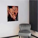 北欧風 絵画 客厅装饰画40X50cm ポスター 壁掛け絵画 アートストリート 3枚 HD しゃしん バーベキュー BBQ ビーフ チキン クッキング ディナー ファイア フード 1136482