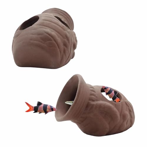 FUSONGQINTANG Set of 2 Ceramic Hiding Fish Shrimp Hiding Cave Fish Tank Accessories for Fish Tank Aquarium Landscape Decoration