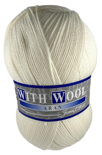 Hilo de lana Aran Cream 400 g para tejer sin nudos molestos 2