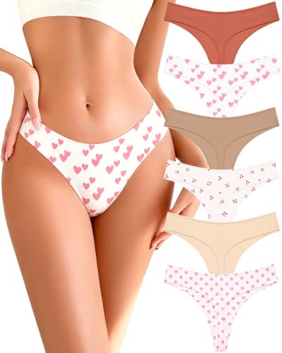 Image of READY TO LOVE Cotton Underwear Women 6 Pack Sexy Breathable Thongs Panties