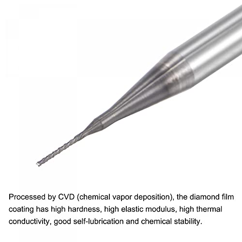 Image of uxcell End Mill CNC Router Bits, 0.4mm x 3mm 1 /8 inch Shank Diamond Film Coated Carbide Engraving Bit Milling Cutter Left Hand for PCB Plastic Fiber Wood 5pcs
