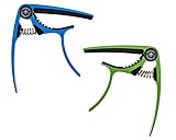 Guitar Capo (2 szt.) do gitar, ukulele, banjo, mandoliny, basu – wykonane z ultralekkiego aluminium (1,2 uncji!) do instrumentów 6 i 12-strunowych – Nordic Essentials (Zielono-niebieski)