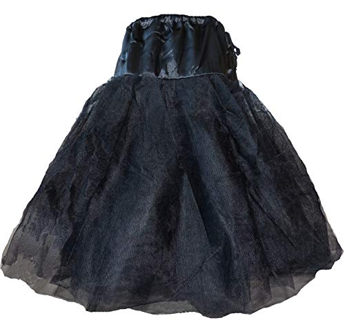 CSDttT (XS-XXL) Petti Perfection - Black, Red or White Satin 3 Tier Petticoat High Grade Skirt (XL to XXL, Black)
