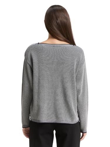 TOM TAILOR Damen Strickpullover mit Struktur 1033125, 30582 - Navy Bubble Structure, XL – Ansicht 3