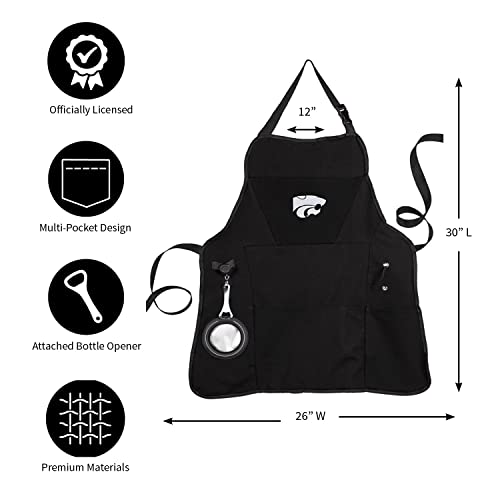 Team Sports America Outdoor Colligiate Black Grilling Apron | Kansas State University | Made Of Durable Cotton | Beverage Opener And Multi-Tool |Sports And Tailgaiting Apparel #TOP1