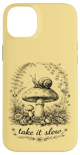 Take It Slow Snail Cottagecore Mushroom T�V���c �X�}�z�P�[�X iPhone 14 Plus �p