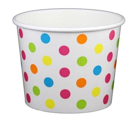 Beach Party Polka Dot Ice Cream Cups (12 ounce, Rainbow Dot)