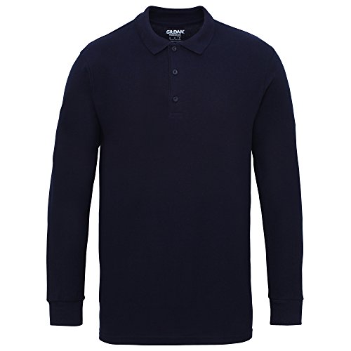 Gildan - Polo de manga larga algodón pique doble hombre caballero (Grande...