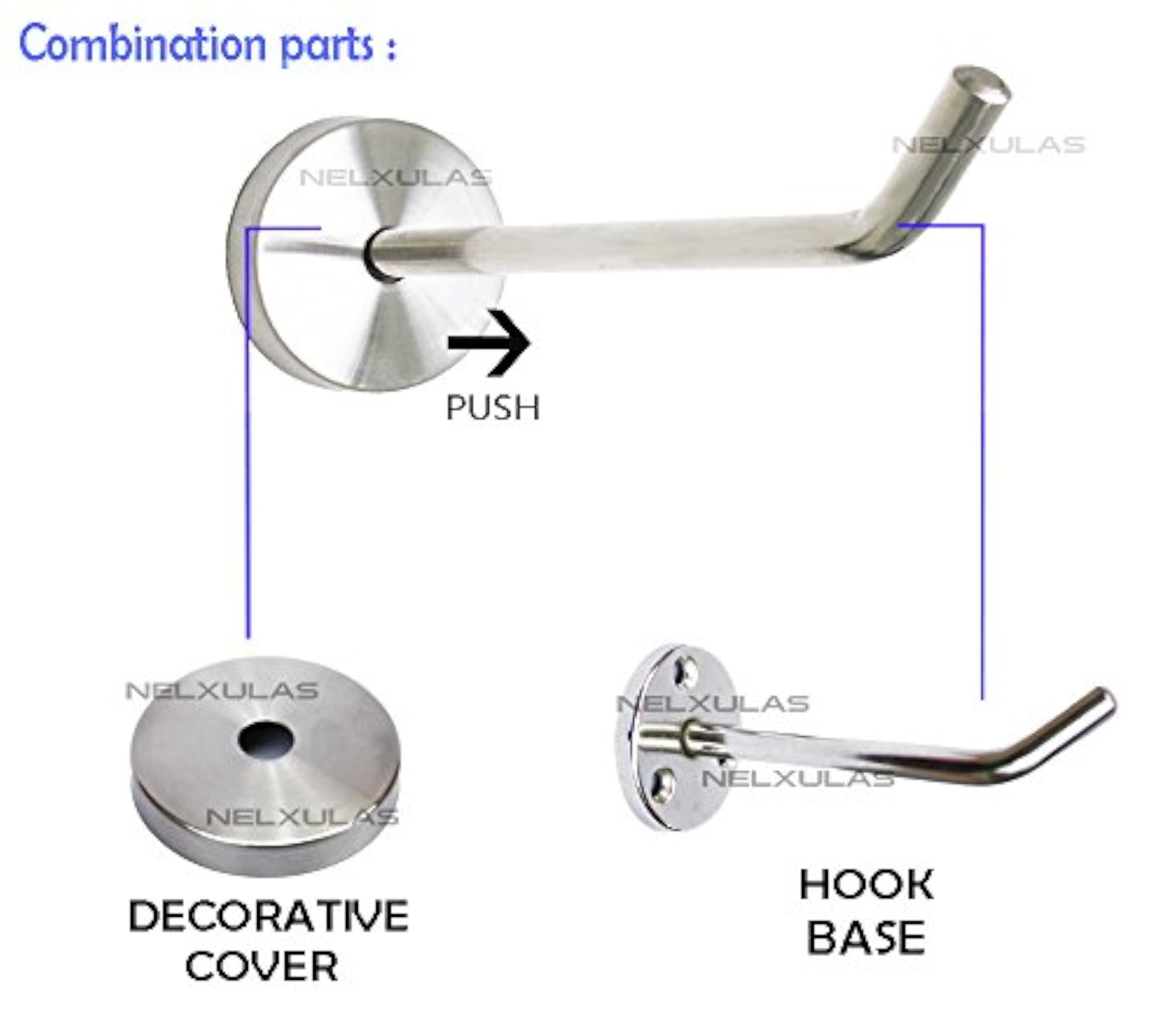 Brushed Stainless Steel Heavy Duty Long Coat Hook, Wall Mount