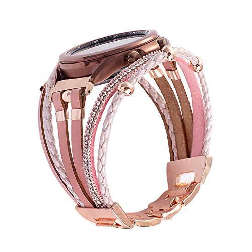 Konafei Compatible With Samsung Galaxy Watch 5&4 Band/Active 2 40Mm 44Mm/Watch 5 Pro 45Mm/Galaxy Watch 4 Classic 42Mm 46Mm/Watch 3 41Mm, 20Mm Leather Boho Bracelet Jewelry Strap For Women #TOP2