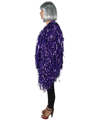 Unisex Festival Carnival Thick Tinsel Jacket with Loose Fit, Extra Dense Tinsel, Purple Medium3